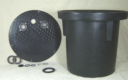 Picture of 24x24" Poly Basin w/Fiberglass, Gas Tight Cover, Model BTO-24x24-FGT